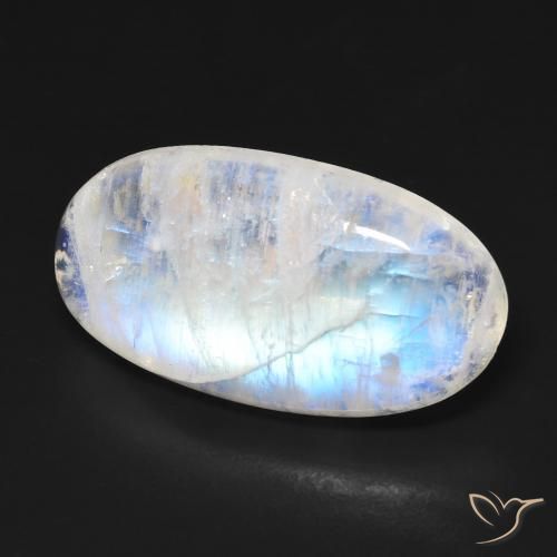 Pedra da Lua Arco-Íris Branco azulado Natural 13.18ct, oval, Transparente