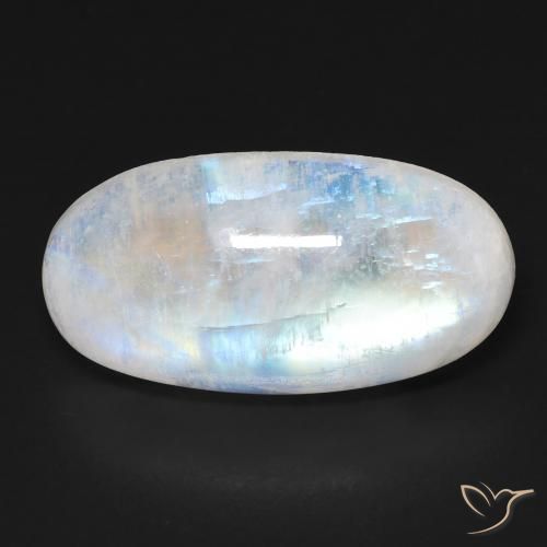 11.77ct Natural Branco azulado Pedra da Lua Arco-Íris, oval, Transparente