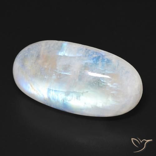 Pedra da Lua Arco-Íris Branco azulado Natural 11.77ct, oval, Transparente