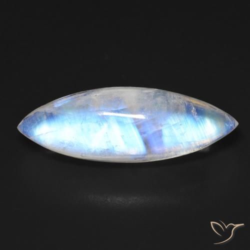 12.50ct Natural Branco azulado Pedra da Lua Arco-Íris, Marquesa, Transparente