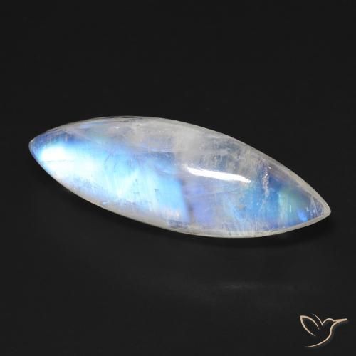 Pedra da Lua Arco-Íris Branco azulado Natural 12.50ct, Marquesa, Transparente