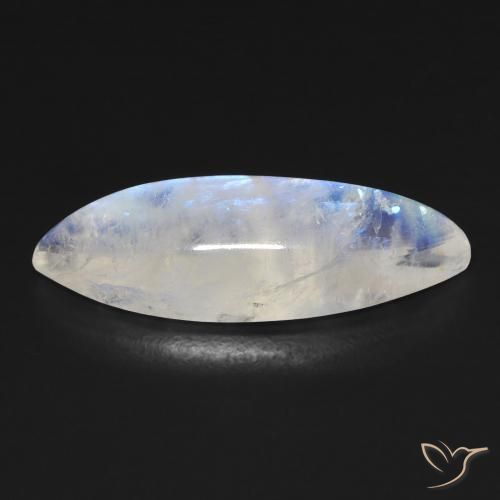 Pedra da Lua Arco-Íris Branco azulado Natural 12.50ct, Marquesa, Transparente
