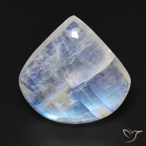 13.24ct Natural Branco azulado Pedra da Lua Arco-Íris, Formato de pêra, Transparente