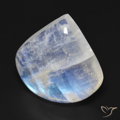 Pedra da Lua Arco-Íris Branco azulado Natural 13.24ct, Formato de pêra, Transparente