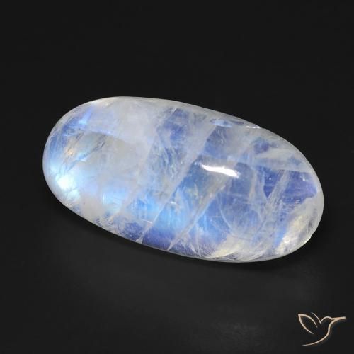 Pedra da Lua Arco-Íris Branco azulado Natural 14.37ct, oval, Transparente