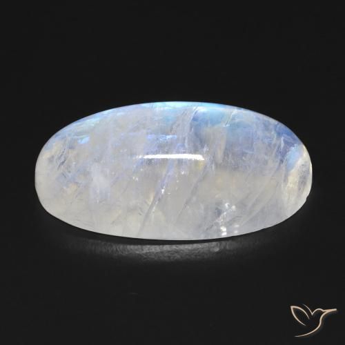 Pedra da Lua Arco-Íris Branco azulado Natural 14.37ct, oval, Transparente