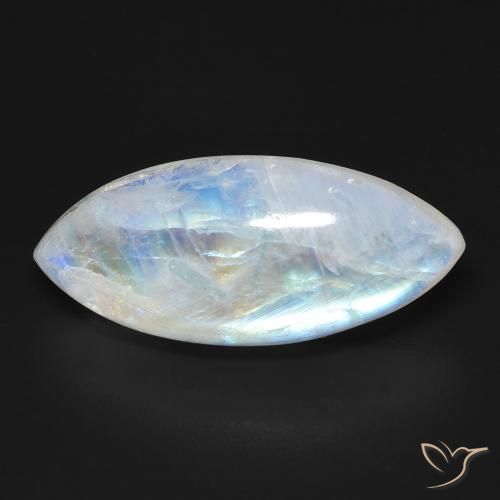 12.26ct Natural Branco azulado Pedra da Lua Arco-Íris, Marquesa, Transparente
