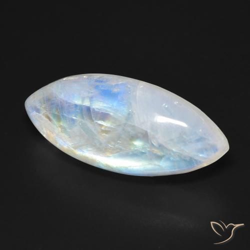Pedra da Lua Arco-Íris Branco azulado Natural 12.26ct, Marquesa, Transparente