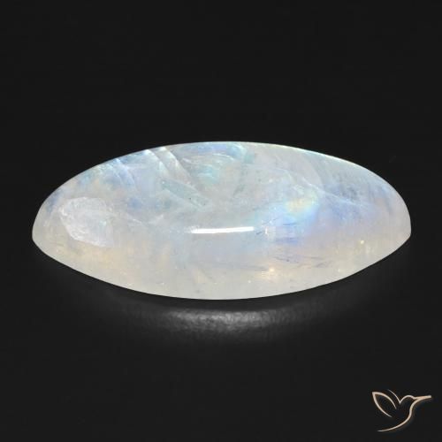 Pedra da Lua Arco-Íris Branco azulado Natural 12.26ct, Marquesa, Transparente