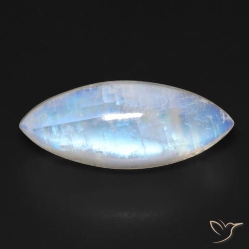 18.46ct Natural Branco azulado Pedra da Lua Arco-Íris, Marquesa, Transparente