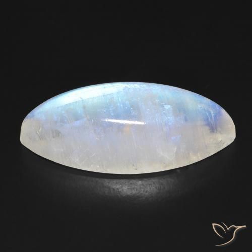 Pedra da Lua Arco-Íris Branco azulado Natural 18.46ct, Marquesa, Transparente