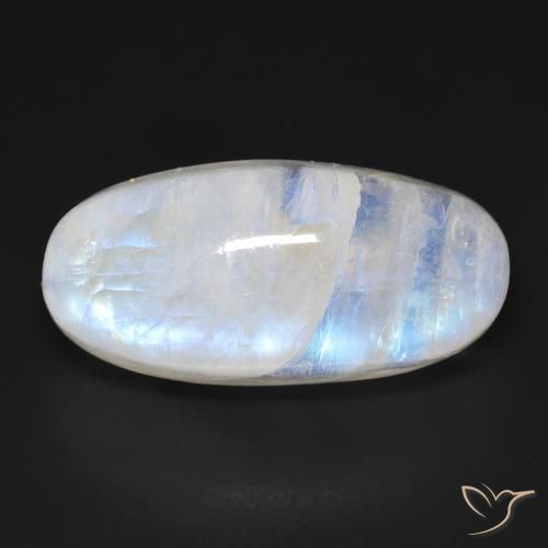 21.21ct Natural Branco azulado Pedra da Lua Arco-Íris, oval, Transparente