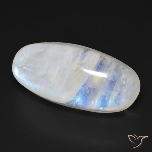 Pedra da Lua Arco-Íris Branco azulado Natural 21.21ct, oval, Transparente
