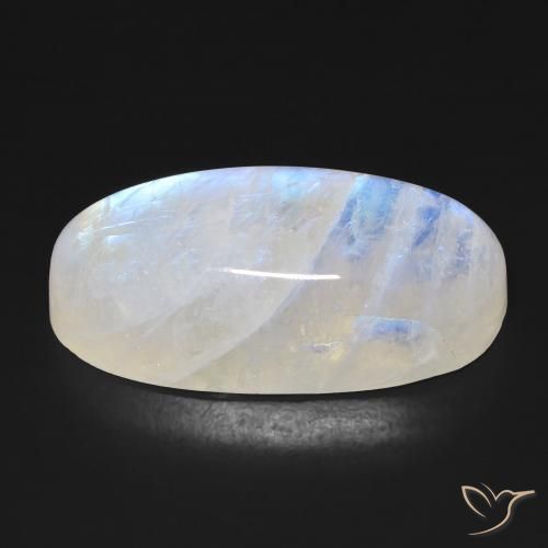 Pedra da Lua Arco-Íris Branco azulado Natural 21.21ct, oval, Transparente
