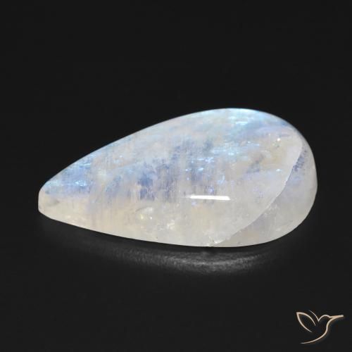 Pedra da Lua Arco-Íris Branco azulado Natural 11.76ct, Formato de pêra, Transparente