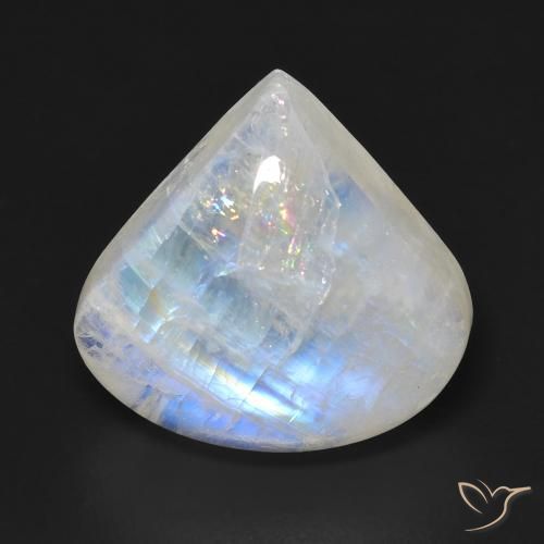 12.84ct Natural Branco azulado Pedra da Lua Arco-Íris, Formato de pêra, Transparente