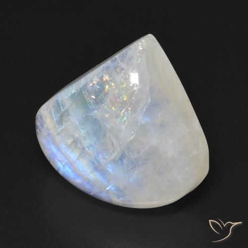 Pedra da Lua Arco-Íris Branco azulado Natural 12.84ct, Formato de pêra, Transparente