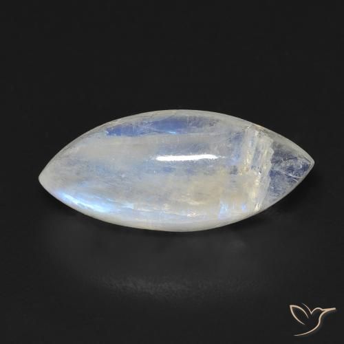 6.63ct Natural Branco azulado Pedra da Lua Arco-Íris, Marquesa, Transparente