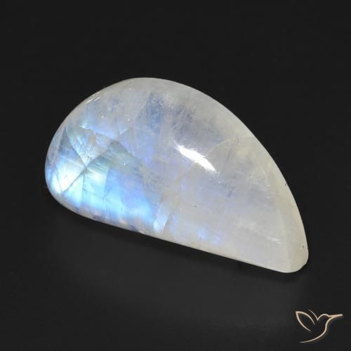 Pedra da Lua Arco-Íris Branco azulado Natural 10.97ct, Chique, Transparente
