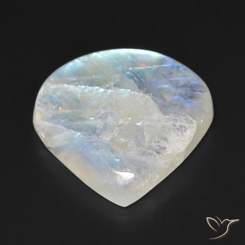 Pedra da Lua Arco-Íris Branco azulado Natural 16.66ct, Formato de pêra, Transparente