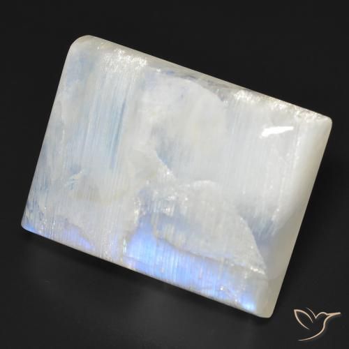Pedra da Lua Arco-Íris Branco azulado Natural 34.86ct, baguete, Transparente