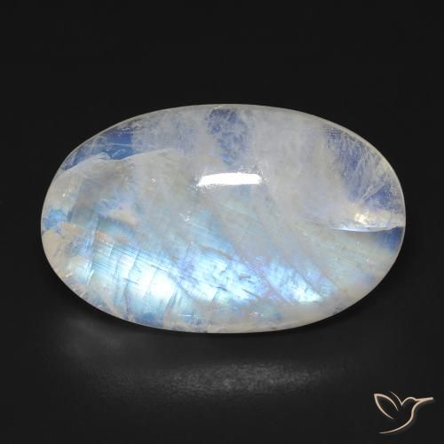15.32ct Natural Branco azulado Pedra da Lua Arco-Íris, oval, Transparente