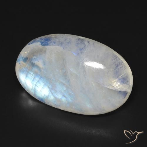 Pedra da Lua Arco-Íris Branco azulado Natural 15.32ct, oval, Transparente