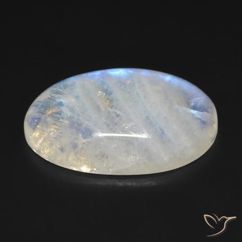 Pedra da Lua Arco-Íris Branco azulado Natural 15.32ct, oval, Transparente