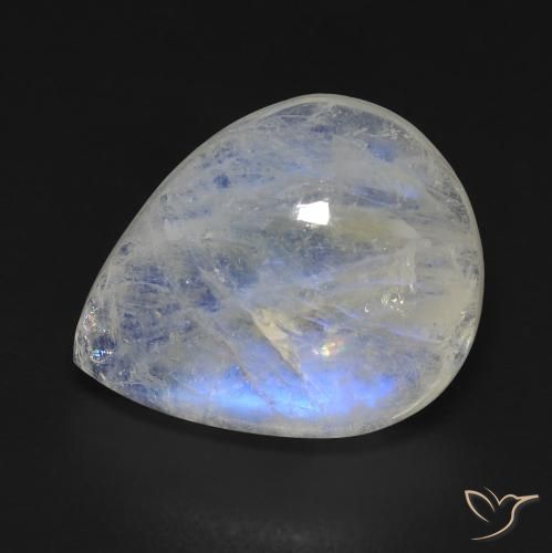 9.08ct Natural Branco azulado Pedra da Lua Arco-Íris, Formato de pêra, Transparente