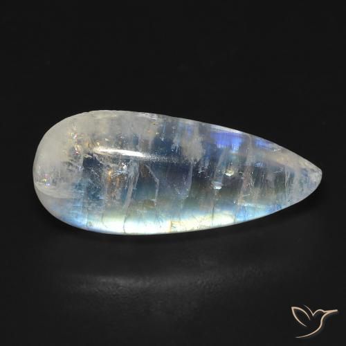 7.01ct Natural Branco azulado Pedra da Lua Arco-Íris, Formato de pêra, Transparente