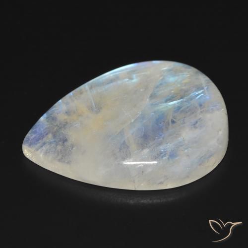 Pedra da Lua Arco-Íris Branco azulado Natural 17.01ct, Formato de pêra, Transparente