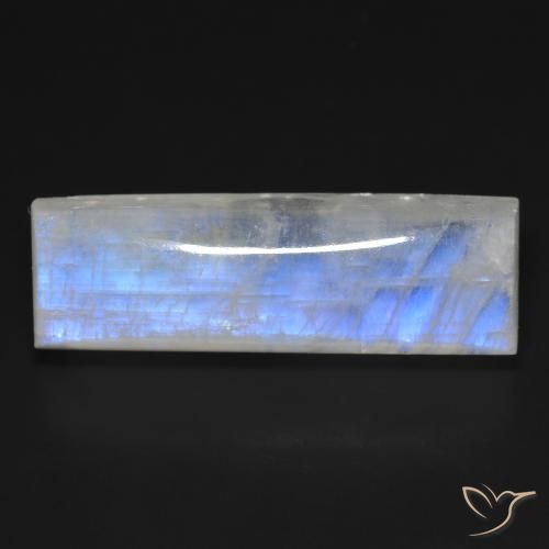 32.48ct Natural Branco azulado Pedra da Lua Arco-Íris, baguete, Transparente