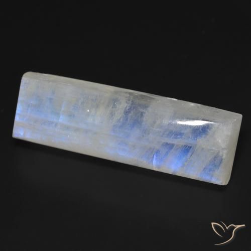 Pedra da Lua Arco-Íris Branco azulado Natural 32.48ct, baguete, Transparente