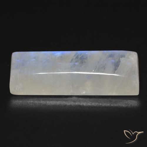 Pedra da Lua Arco-Íris Branco azulado Natural 32.48ct, baguete, Transparente