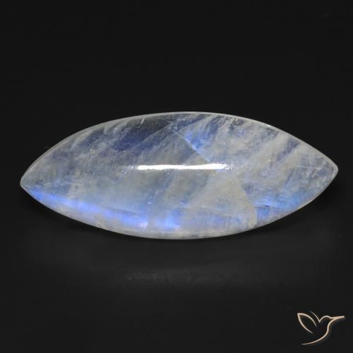 15.56ct Natural Branco azulado Pedra da Lua Arco-Íris, Marquesa, Transparente