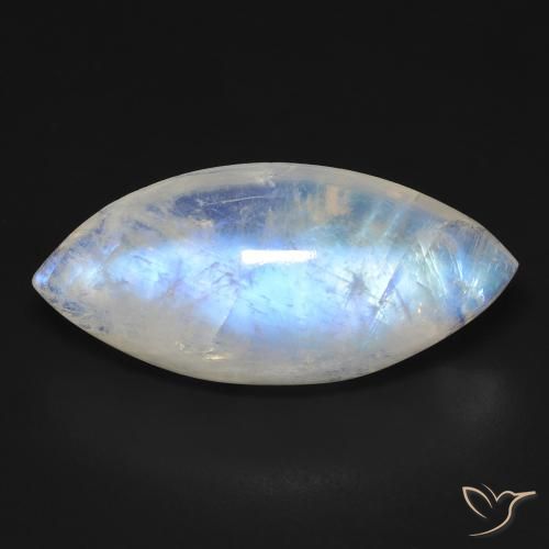 17.99ct Natural Branco azulado Pedra da Lua Arco-Íris, Marquesa, Transparente