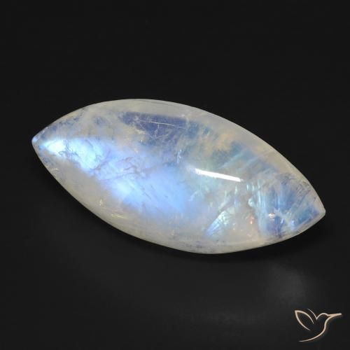 Pedra da Lua Arco-Íris Branco azulado Natural 17.99ct, Marquesa, Transparente
