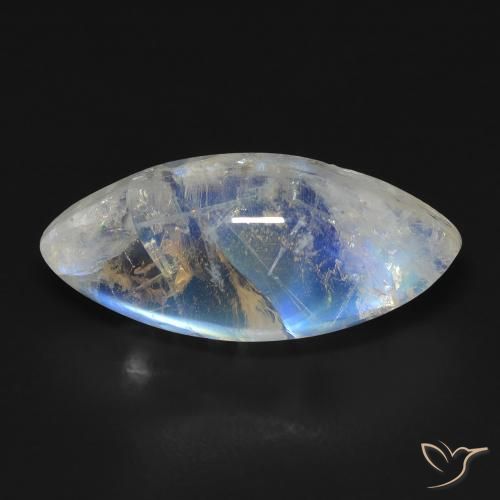 9.87ct Natural Branco azulado Pedra da Lua Arco-Íris, Marquesa, Transparente