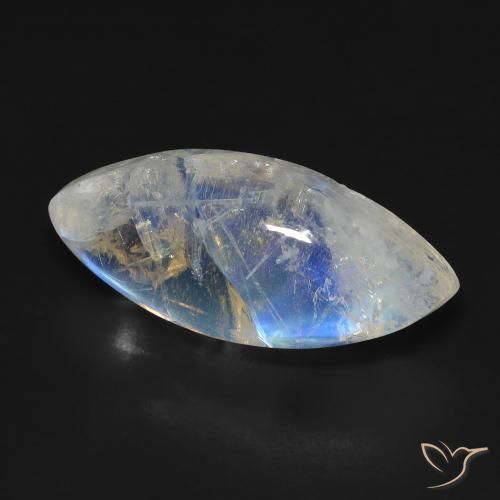 Pedra da Lua Arco-Íris Branco azulado Natural 9.87ct, Marquesa, Transparente