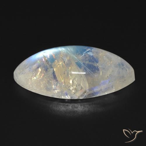 Pedra da Lua Arco-Íris Branco azulado Natural 9.87ct, Marquesa, Transparente
