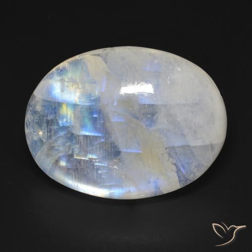 20.42ct Natural Branco azulado Pedra da Lua Arco-Íris, oval, Transparente