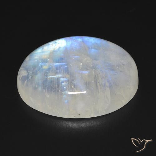 Pedra da Lua Arco-Íris Branco azulado Natural 20.42ct, oval, Transparente