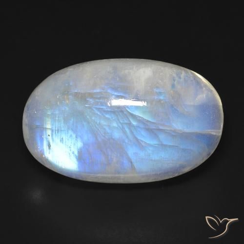 19.40ct Natural Branco azulado Pedra da Lua Arco-Íris, oval, Transparente