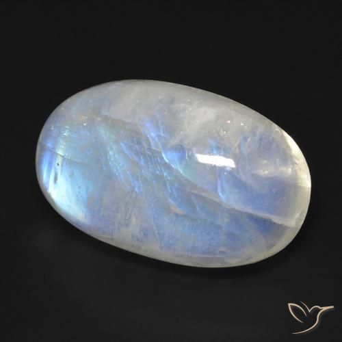 Pedra da Lua Arco-Íris Branco azulado Natural 19.40ct, oval, Transparente