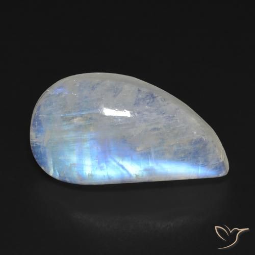 11.64ct Natural Branco azulado Pedra da Lua Arco-Íris, Chique, Transparente