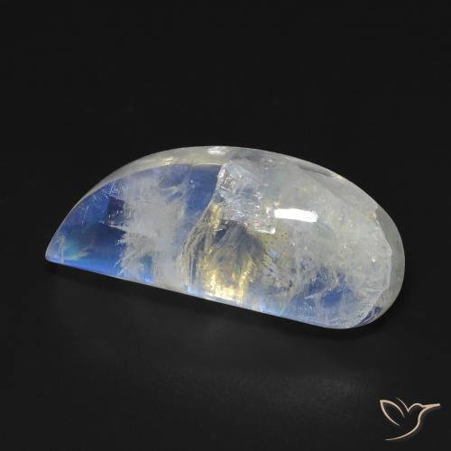 Pedra da Lua Arco-Íris Branco azulado Natural 12.85ct, Chique, Transparente
