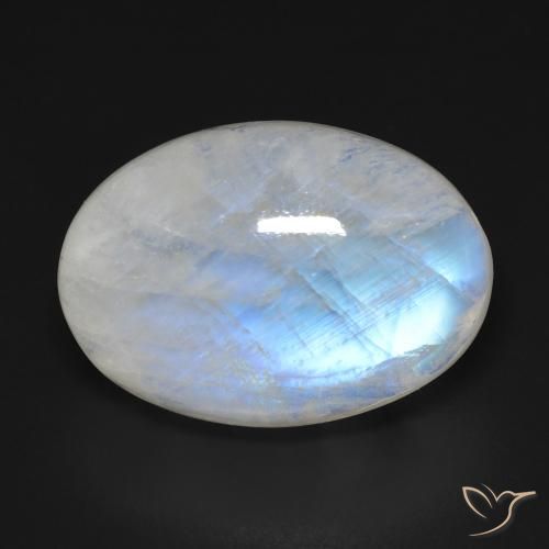 20.54ct Natural Branco azulado Pedra da Lua Arco-Íris, oval, Transparente
