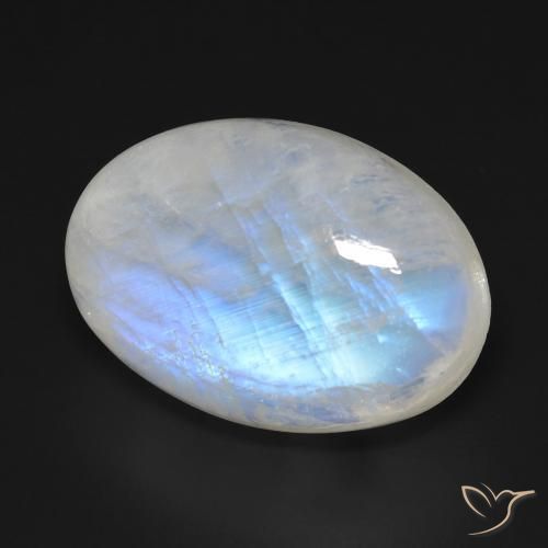 Pedra da Lua Arco-Íris Branco azulado Natural 20.54ct, oval, Transparente