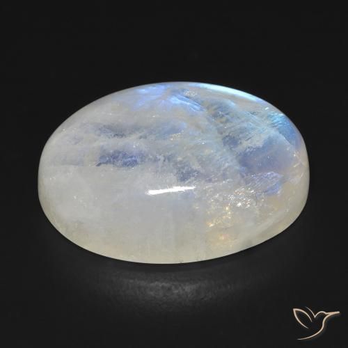 Pedra da Lua Arco-Íris Branco azulado Natural 20.54ct, oval, Transparente