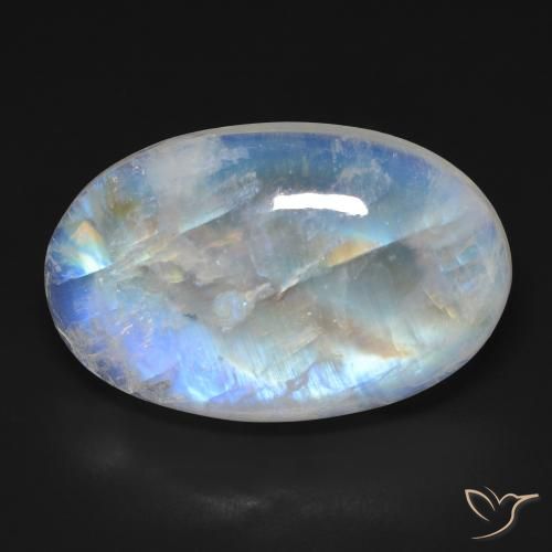 23.30ct Natural Branco azulado Pedra da Lua Arco-Íris, oval, Opaco